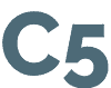 Billedet har de alfanumeriske tegn "C5" i stor, fed skrift, centreret mod en solid, mørk baggrund. Den skarpe kontrast gør, at teksten skiller sig ud, og minder om industrielt design, der ofte ses i metalhegn med overlegen overfladebehandling.