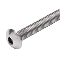 En Skuebolt M8x40, en maskinskrue i rustfrit stål med et gevindskaft og sekskantdrev, vist mod en almindelig hvid baggrund.