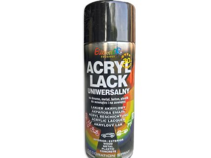 Spraymaling Sort RAL 9005 400ml er en universel spraymaling til træ, metal, beton, plastik og meget mere. Den sorte dåse har en regnbuefarvet stribe og produktinformation på flere sprog.