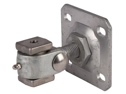 Locinox Dekorativt Hængsel Sæt med Vægplade er en drejelig vægplade i metal med en firkantet bund, der inkluderer fire hjørnehuller til skruer. Beslaget består af en gevindbolt, et hængsel og en klemme til justerbar positionering eller fastgørelse af genstande. Fremstillet af en kombination af stål og zinkbelagte dele giver den holdbarhed og styrke.