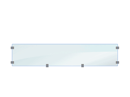 En rektangulær blå gradientstang med afrundede hjørner og firkantede ankerpunkter med jævne mellemrum langs omkredsen, der minder om kompositglas. Baggrunden er hvid, og bjælken har en subtil blank effekt.