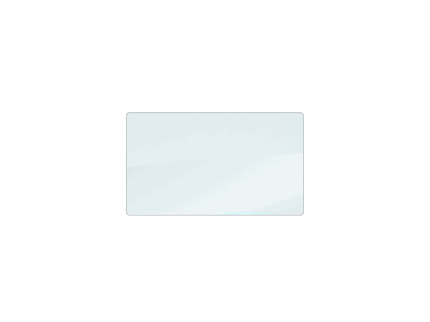 Et almindeligt, hvidt, rektangulært kort med en blank overflade er centreret mod en hvid baggrund. Kortet har subtile refleksioner, hvilket indikerer lysglimt på dets glatte overflade, der minder om det slanke look, der findes i komposit hegn paneler.