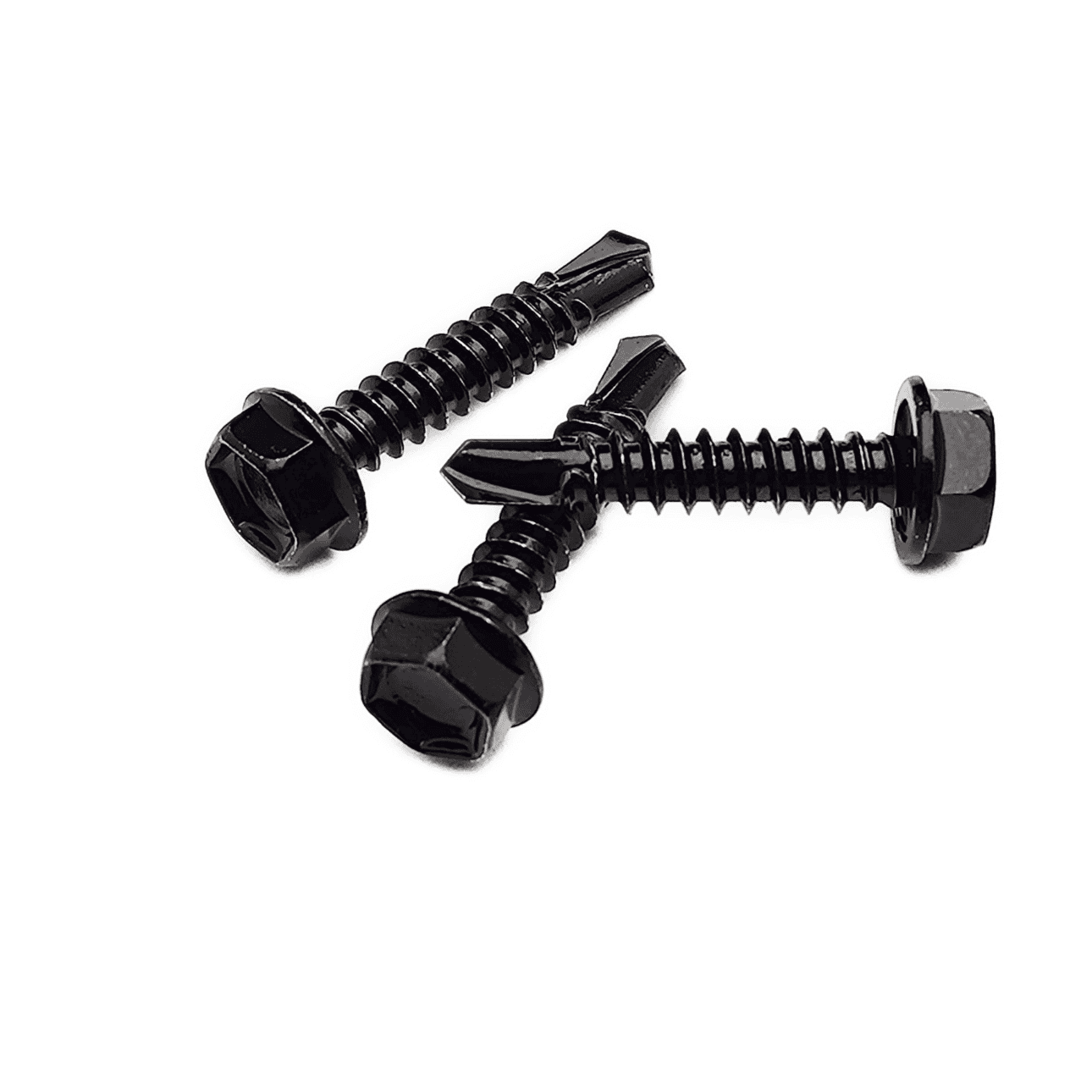 Selvskærende skrue med sekskantet hoved i sort Ral 9005, 4,8×25 mm, rustfri A2.