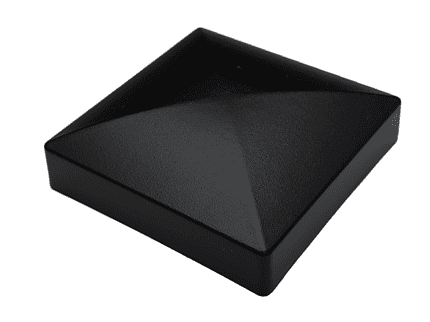 Sort aluminium stolpehat 80×80 mm - topvisning