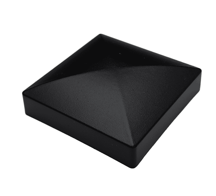 Sort aluminium stolpehat 80×80 mm - topvisning