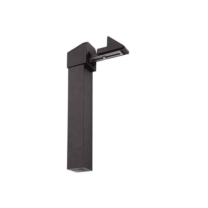 Universal portholder til porte/låger – RAL 9005 er en slank, minimalistisk væglampe i sort metal med et rektangulært design med en lille udkraget forlængelse, der elegant holder lyskilden. Dens rene linjer og moderne æstetik gør den til et ideelt valg til sofistikerede omgivelser.