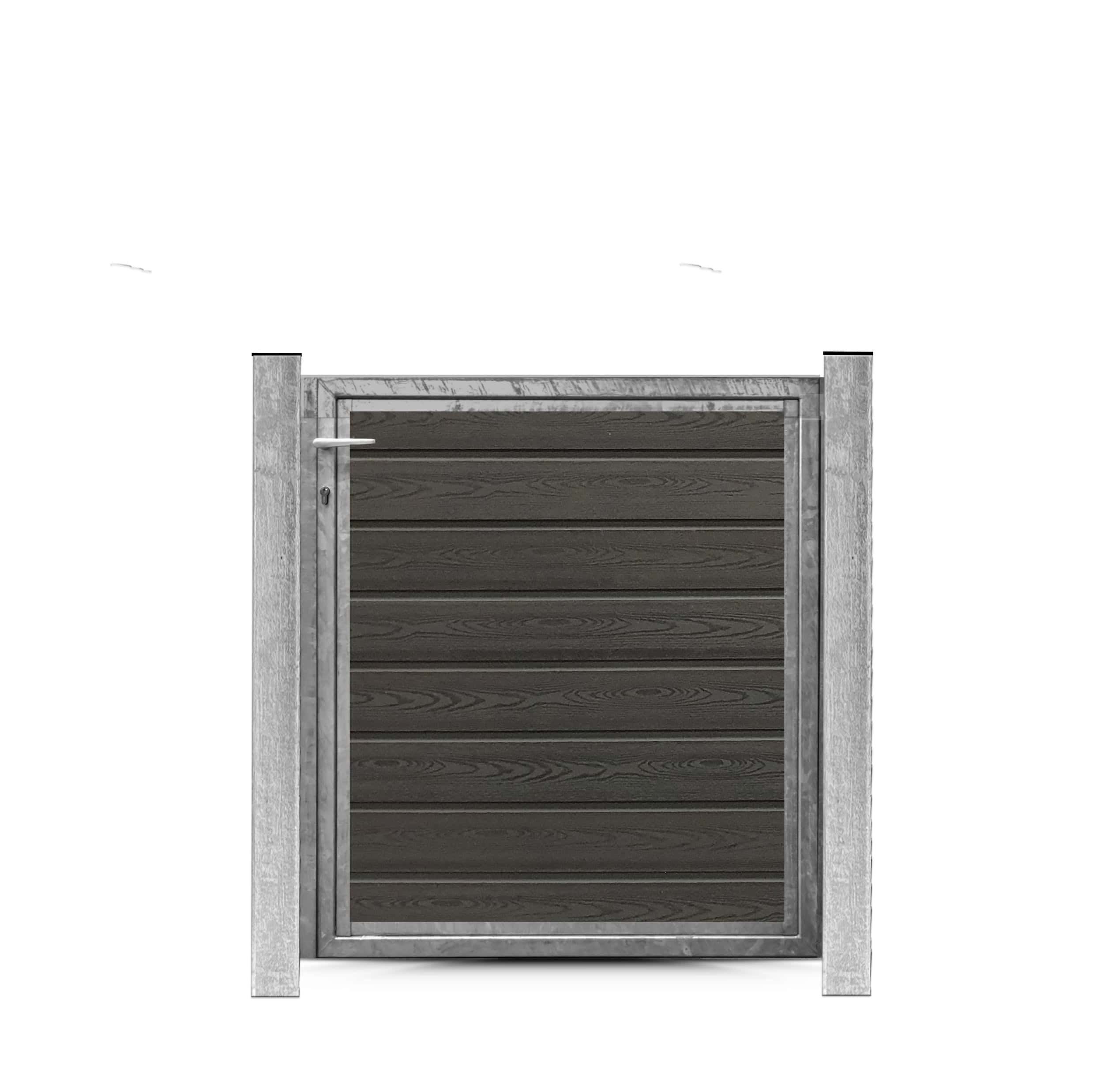 Kompositlåge i galvaniseret stål med sort antracit finish, komplet løsning, højde 112 cm.