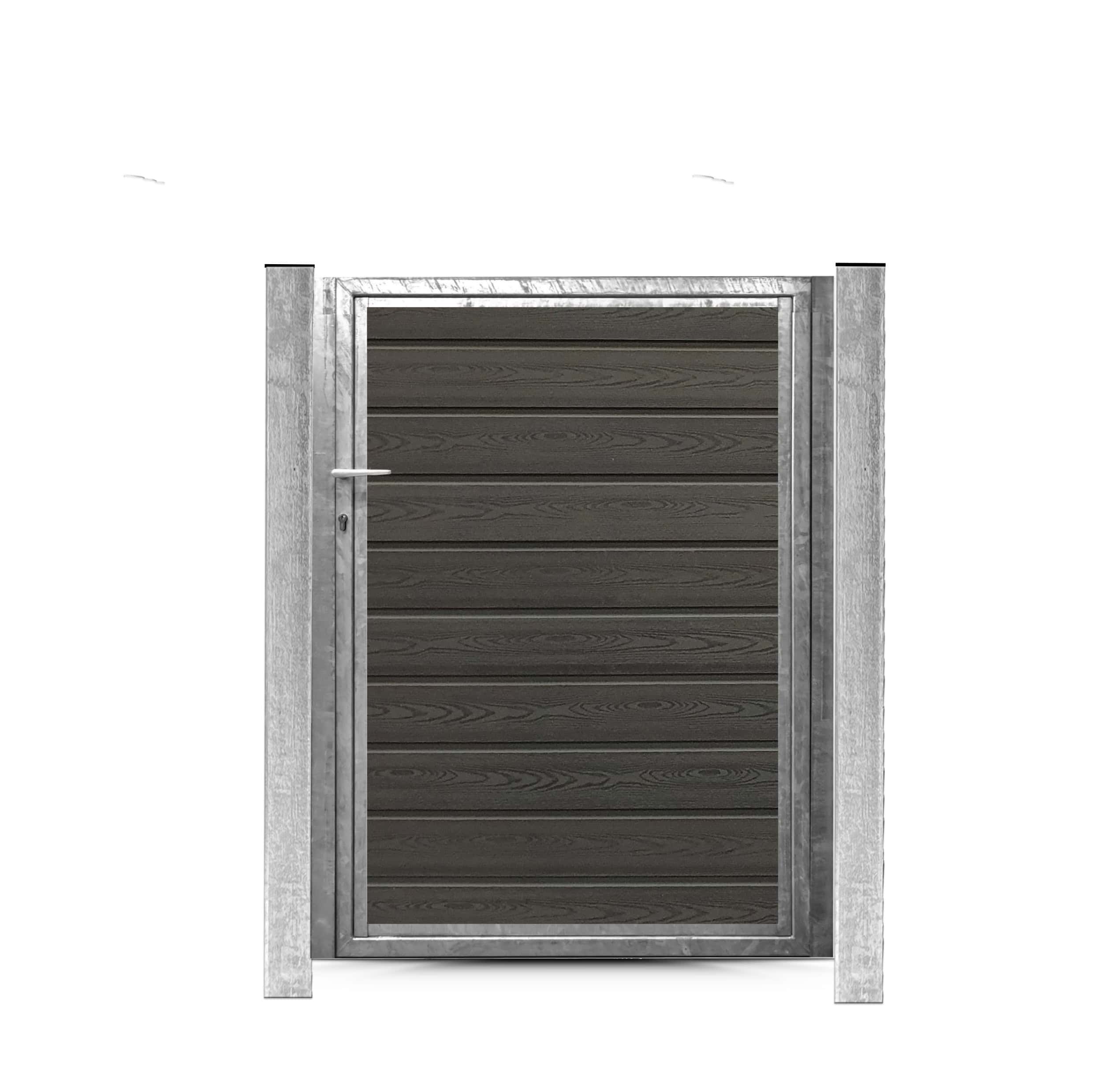 Kompositlåge i galvaniseret stål med sort antracit finish, komplet løsning, højde 140 cm.