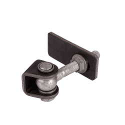 Locinox 3-vejs justerbar varmgalvaniseret 180 ° lågehængsel, der tilbydes i et sæt af to, inkluderer en metalklemme med et U-formet beslag med et indvendigt sfærisk leje. En gevindbolt løber gennem U-beslaget og fastgøres til en rektangulær, varmgalvaniseret metalplade, sikret med møtrikker i begge ender. Denne klemme bruges almindeligvis i justerbare porthængsler designet til mekaniske eller strukturelle applikationer.