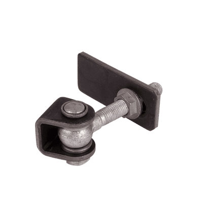 Locinox 3-vejs justerbar varmgalvaniseret 180 ° lågehængsel, der tilbydes i et sæt af to, inkluderer en metalklemme med et U-formet beslag med et indvendigt sfærisk leje. En gevindbolt løber gennem U-beslaget og fastgøres til en rektangulær, varmgalvaniseret metalplade, sikret med møtrikker i begge ender. Denne klemme bruges almindeligvis i justerbare porthængsler designet til mekaniske eller strukturelle applikationer.