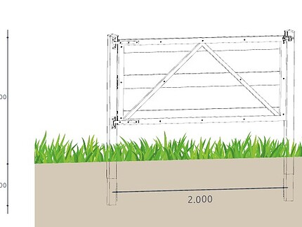 Enkeltlåge til heste- og foldhegn, mål 200 cm