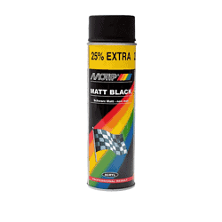 Reparationsspray mat sort til sort pulverlakeret stål – 500 ml akrylspray
