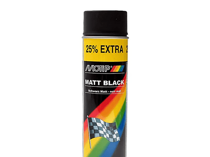 Reparationsspray mat sort til sort pulverlakeret stål – 500 ml akrylspray