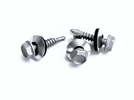 Selvskærende skrue med spændeskive – rustfri blank 4,8x25 mm