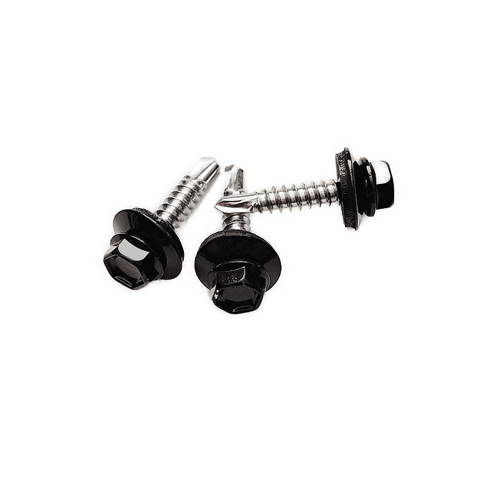 Selvskærende skrue med spændeskive – sort 4,8x25 mm