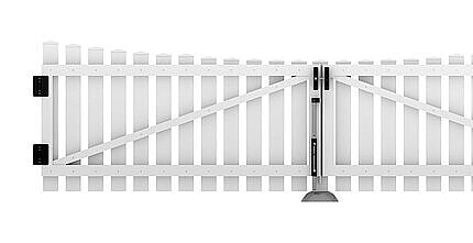 PROFEXline stakit-dobbeltlåge 300x80 cm bue ned i hvid PVC