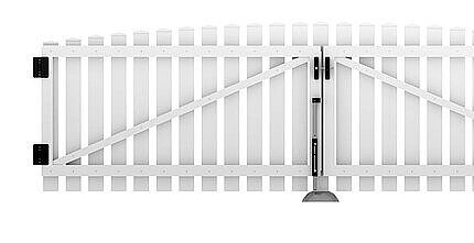 PROFEXline stakit-dobbeltlåge 300x80 cm bue op i hvid PVC