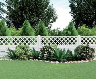 PROFEXline rankgitter-element i hvid PVC langs bed