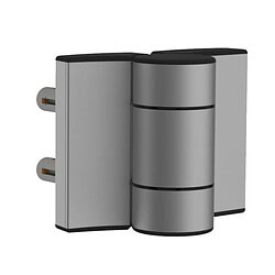 Locinox DINO-2 180° dobbelt kuglelejehængsel i sølvgrå aluminium til låge