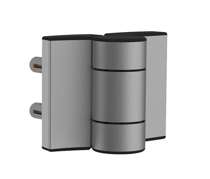 Locinox DINO-2 180° dobbelt kuglelejehængsel i sølvgrå aluminium til låge