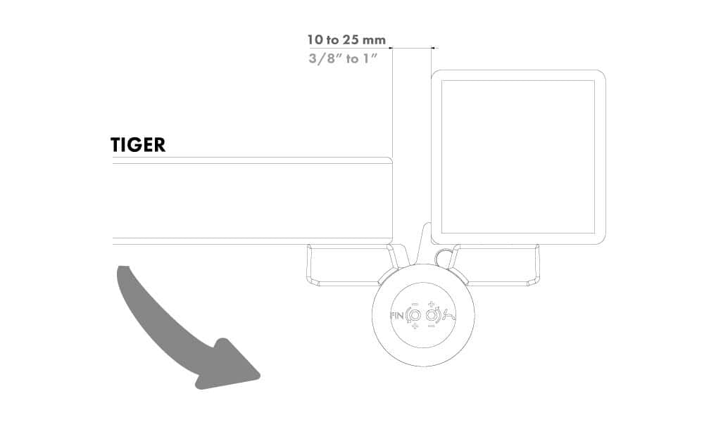Locinox TIGER &aring;bningsdiagram &mdash; 10-25 mm afstand mellem stolpe og l&aring;ge