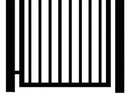 Stål låge Baluster P-20 i sort RAL 9005 med 20x20 mm stave, 40x40 mm ramme, to 80x80 mm stolper og Locinox-håndtag