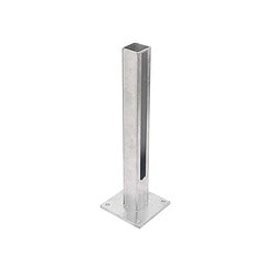 Fodplade til lågestolpe 60x60 mm i varmgalvaniseret stål med lang stutz og bundplade
