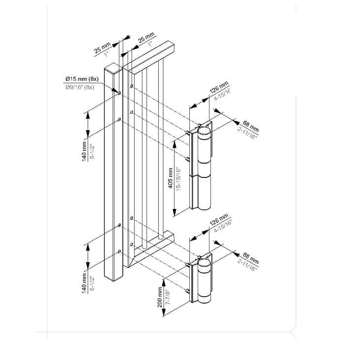 Måltegning Locinox MAMMOTH-HD-2 — mål i mm